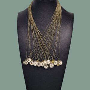 Vintage Typewriter Key (Tim Holtz) Initials Gold Plated Sunflower Charm Necklace